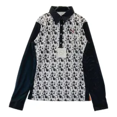 サイズ：M PUMA GOLF プーマゴルフ  ロゴ刺繍入り 長袖ポロシャツ 総柄 ブラック系 [240101495908] ゴルフウェア レディース ストスト