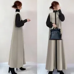 ニットワンピース 即購入OK 長袖 レディース きれいめ パフスリーブ ワンピース ロングワンピース 可愛い 体型カバー トップス オフィス 通勤 カジュアル ウエストシェイプ ロング丈 ワンピース xzzhang568