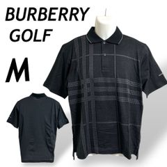 BURBERRY GOLF バーバリー ゴルフ メンズ 半袖ポロシャツ M ゴルフウェア 刺繍ロゴ BFV10-815-09 三陽商会 日本製 チェック柄 ブラック系 (E045)★
