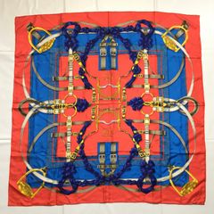 2506-197｜美品｜エルメス カレ 90 スカーフ シルク ネイビー