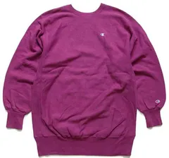 90s USA製 Championチャンピオン 青目 ワンポイント リバースウィーブ スウェット 赤紫 XXL★117 特大 ビンテージ ロゴ刺繍 オーバーサイズ