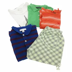 バーバリー チルドレン BURBERRY CHILDREN 5点セット ポロシャツ Tシャツ ハーフパンツ ショーツ 長袖 半袖 ボーダー ロゴ刺繍 鹿の子 チェック柄 110A 116cm マルチカラー /JS ■GY14