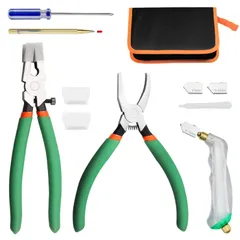 LEONTOOL ガラスカッター セット ガラスランニングプライヤー ブレーキング 喰切 ガラスニッパー 付け替え刃付き 収納バッグ ガラスを割る 工具 ガラス細工 切断 ガラス切り 道具 ステンドグラス用 ツールのサムネイル