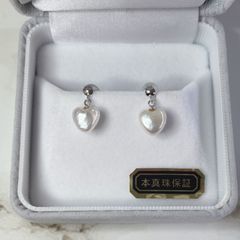 本真珠　ハートピアス