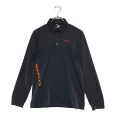 中古 メンズ オークリー OAKLEY 長袖ポロシャツ M ネイビー 紺 ドット柄