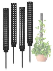 〈数量限定〉S.fields.inc モスポール 支柱 4本セット 連結可 観葉植物 モンステラ プラスチック 園芸 植物サポート (ブラック)