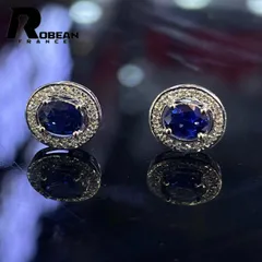 【一点限り】 逸品 EU製 ★ROBEAN・ サファイア・ピアス★ダイヤモンド 天然石 お守り 賢者の石 プレゼント2 K18（18金）00132730