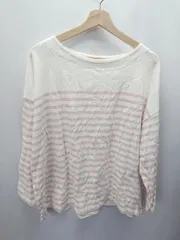 ◇ Samansa Mos2 サマンサモスモス ボーダー柄 長袖 カットソー サイズF ホワイト ピンク レディース E  【1407020062145】