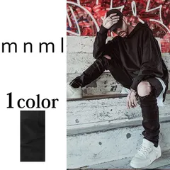 ダメージクラッシュジーンズ mnml STRETCH DENIM BLACK