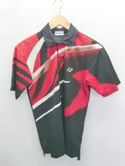 ◇ Θ YONEX ヨネックス 半袖 ポロシャツ　ゲームシャツ サイズM ブラック　レッド メンズ P  【1409250014543】