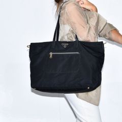 プラダ PRADA ナイロン トートバッグ ショルダーバッグ ブラック 中古USED PRADA トートバッグ ナイロン ブラック ロゴ 17786