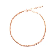 【ピンクゴールド × ワンサイズ】[Cream dot. クリームドット公式]アンクレット 2連 チェーン メタル ビジュー 細身 シンプル 上品 ブランド アクセサリー プレゼント 大人 女性 レディース 