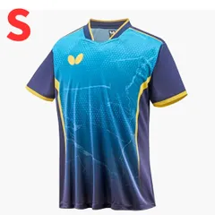 【新品・４０%割引】卓球 ゲームシャツ ユニフォーム エリスター10・シャツ S Sサイズ バタフライ Butterfly ターコイズブルー　ブルー　青 46280 ユニホーム