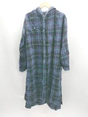 ◇ ⊇ AULA アウラ チェック柄 長袖 ロング ワンピース サイズ0 ネイビー グリーン レディース E  【1501160021595】