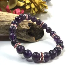 パワーストーン ブレスレット アメジスト 天然石ブレス (ピンク) 8mm レディース  ●