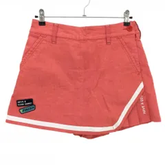 【超美品】フィラゴルフ キュロットスカート サーモンピンク×白 ワッペン レディース  ゴルフウェア FILA GOLF