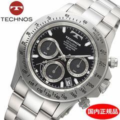 稼働 テクノス メンズ 自動巻 ペプシカラー デイト 裏スケ 黒文字盤 