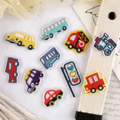 ☆ ノリモノ ☆ ワッペン 10枚セット 刺繍 ワッペン アイロン アップリケ 刺繍ワッペン 刺繍アップリケ 乗り物 小さい おしゃれ のりもの かわいい ワンポイント 小さめ 可愛い 手芸材料 ハンドメイド材料 ハンドクラフト 飾り素材 裁縫材料 手芸