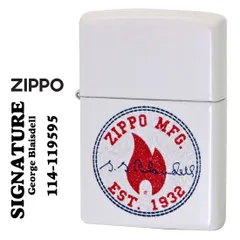 zippo(ジッポーライター)SIGNATURE George G. Blaisdell プリント加工 ホワイトマット Z214-119595 オイルライター 白 メンズ レディースカッコイイ　レトロ　おしゃれ ギフト