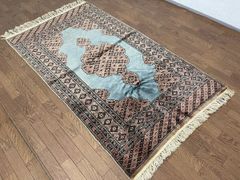 ●最高級 パキスタン 手織り絨毯 ウール カーペット ラグ マット 敷物 キッチン 玄関 リビング 177×93cm (貝1051)