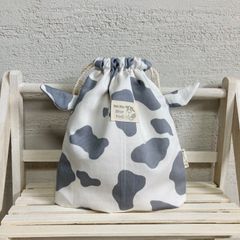 [限定]グレー牛さん☆コップ袋[裏地あり]