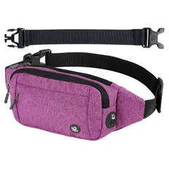 新品 WATERFLY ウエストポーチ ウエストバッグ メンズ ランニング: レディース 延長ベルト付き 撥水加工 軽量 多ポケット フィット感 イヤホン穴つき バイク スポーツ ウォーキング ジョギング パープル