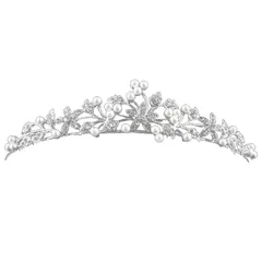 YFFSFDC 王冠 ティアラ クラウン 花柄 花嫁 ヘアアクセサリー パール ティアラ 誕生日 卒業式 ページェント 写真撮影 ウエディングドレスアクセサリー 女性の髪飾り 結婚式 成人式 誕生日会