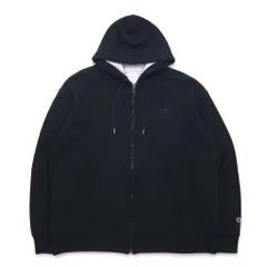 Champion ビッグサイズ フルジップパーカー 4XL ブラック ワンポイントロゴ刺繍 ホンジュラス製