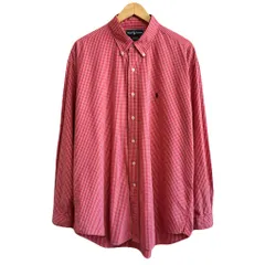 Ralph Lauren ラルフローレン BLAKE ボタンダウンシャツ コットンシャツ チェック柄 長袖シャツ ワンポイントロゴ 刺繍 赤×白×紺 XLサイズ No.G462