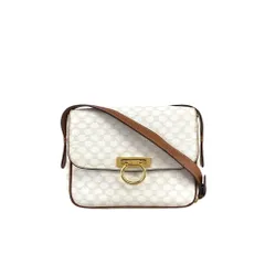 ★CELINE セリーヌ マカダム  ショルダーバッグ ホワイト ガンチーニ PVC レザー  w4jb3k