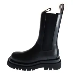 BOTTEGA VENETA (ボッテガヴェネタ) ラグ チェルシー サイドゴア ハイカット ロング ブーツ カーフスキン レザー ブラック レディース 92045VIFH01000
