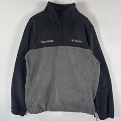 古着 コロンビア Columbia ハーフジップフリース プルオーバー  アウトドア ワンポイントロゴ刺繍 ツートンカラー L  ブラック メンズ