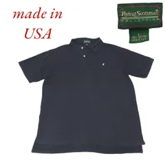 USA製Flying Scotsman古着メンズポロシャツ半袖Lブラック　HH0313