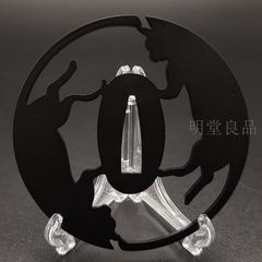 BK0140　日本刀装具　刀鍔　猫図　透し　鉄地　透　鍔　刀剣美術　重量：約58G