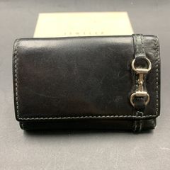 66 GUCCI グッチ キーケース 6連 レザー ブラック ホースビット