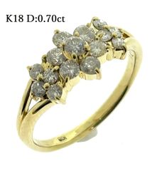 新品仕上げ済 K18 天然 ダイヤ リング D:0.70ct イエローゴールド ダイヤモンド 13号 ♯1073011747