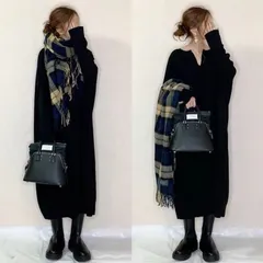 ワンピース レディース 即購入OK 長袖 ニットワンピ ロング丈 ロングワンピ Vネック 体型カバー ゆったり シンプル カジュアル  おしゃれ 無地 かわいい 20代 30代 40代 50代 秋 冬 通勤 通学 xzzhang708