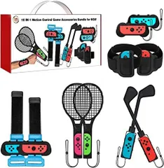[新品※未使用] VoSinrly【10 in 1セット】2025年新登場！Switch Sports(ニンテンドースイッチスポーツ)アクセサリバンドル 体感ゲーム対応 対戦実装 没入感体験 体感スポーツ対応 Joy-Conグリップ用アクセサリ