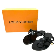 【美品】LOUIS VUITTON　ルイヴィトン　サンダル　ビーチサンダル　トングサンダル　リボン　金具ロゴ入り　37　黒のサムネイル