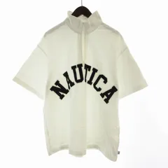 ノーティカ NAUTICA カットソー ロゴ 刺繍 ハイネック ハーフジップ 半袖 L 白 ホワイト 黒 ブラック /ROのサムネイル