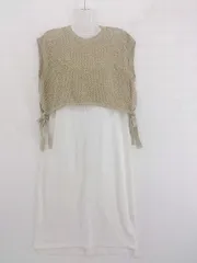 ◇ ◎ LOWRYS FARM ノースリーブ 膝下丈 カットソー ワンピース サイズF ホワイト ベージュ系 レディース P  【中古】 【1211180001575】