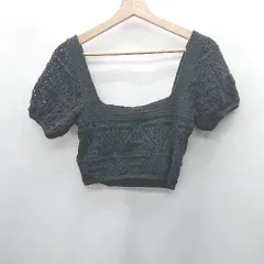 ◇ ⊂ ZARA ザラ 透かし編み 半袖 ニット サイズＭ ブラック レディース E  【1502060005500】