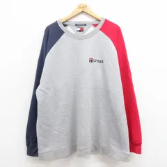 XL/古着 トミーヒルフィガー 長袖 ブランド スウェット メンズ 90s ワンポイントロゴ 大きいサイズ マルチカラー ラグラン クルーネック グ