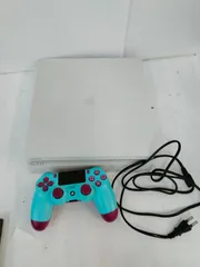 ジャンク SONY PS4 本体 CUH-2100A コントローラー本体セット ホワイト ベリーブルー 500GB HDDエラー コントローラーボタン3つ壊れ 通電のみ確認済 HDMIケーブル欠品 電源ケーブル、コントローラー付 PlayStation4