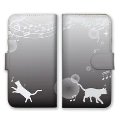 Google Pixel 6a ケース 手帳型 グーグルピクセル6A スマホケース 携帯ケース 猫 ネコ ねこ シルエット 動物 音符 音楽 楽譜 星 キラキラ 可愛い かわいい おしゃれ カラー05