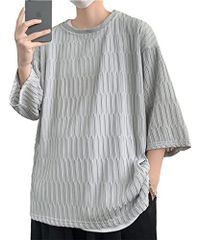 #1893:グレー_XL foveitaa 夏服 tシャツ メンズ 七分袖 接触冷感 おおきい サイズ ビッグシルエット ゆったり かっこいい 涼感 通気性 快適 ストリート 軽い 柔らかい 人気 無地 トップス カットソー シンプル オシャレgray-XL