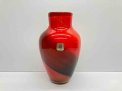 作家物グラス 2点 No.584 No.597 サイン入り アートガラス 赤 青 