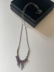 U.S vintage silver925 アメジストとチェーンのダングルネックレス