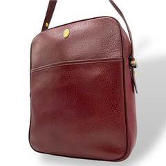 【美品】Cartier カルティエ マストライン ショルダーバッグ 斜め掛け スクエア型 サコッシュ ボルドー ワインレッド 赤 本革 レザー ヴィンテージ ゴールド金具 A1