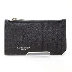 サンローラン SAINT LAURENT ジップカードケース 346104 コインケース レザー ダークグレー【中古】Sランク